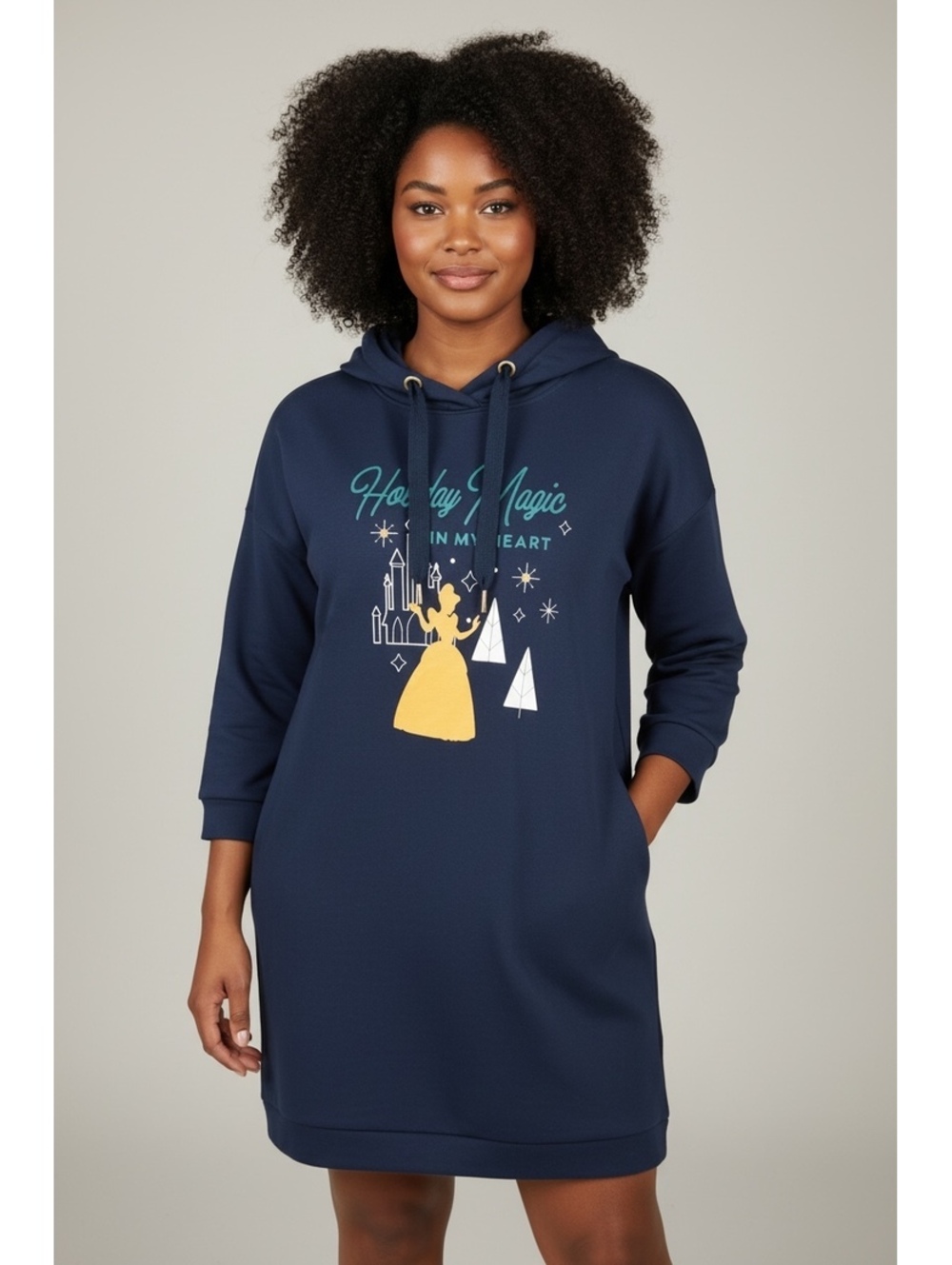 Disney Princess Cinderella Holiday Magic Hoodie Sweatshirt Dress Women L 12/14